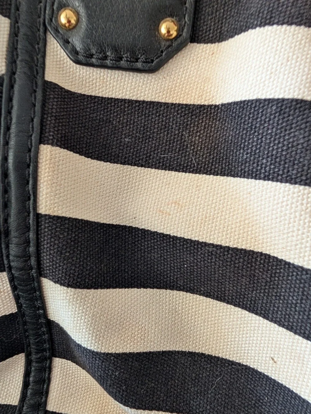 Michael Kors Gansevoort large belted tote in black and white stripe canvas